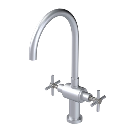 Rubinet Two Handle Single Hole Kitchen Set with LaSalle Spout Satin Chrome