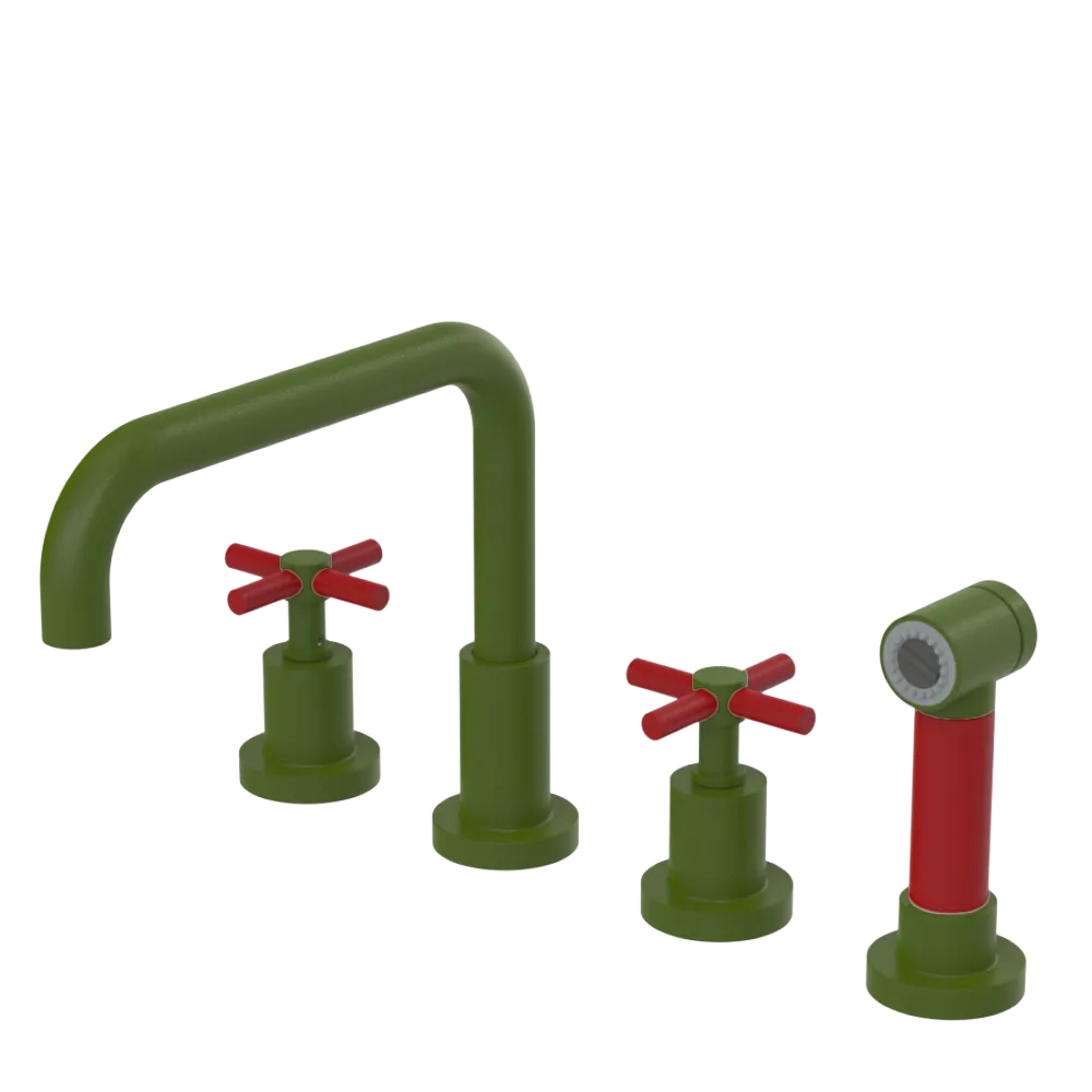 Rubinet Widespread Kitchen Set with Hand Spray Green Envy