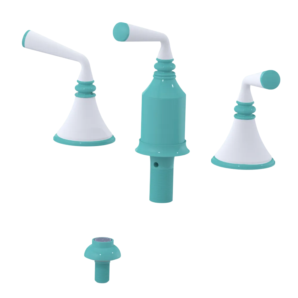 Rubinet Bidet Fitting with Spray, Diverter, and Vacum Breaker (Less Drain) Aqua