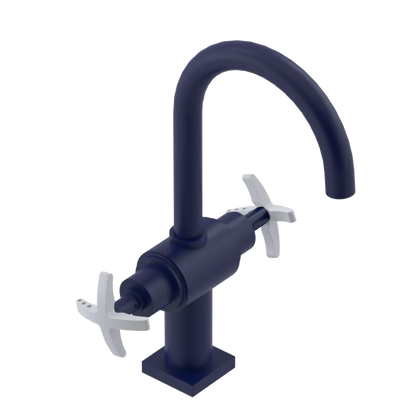 Rubinet Single Hole Dual Handle Lav. Set. (less drain) Midnight Blue