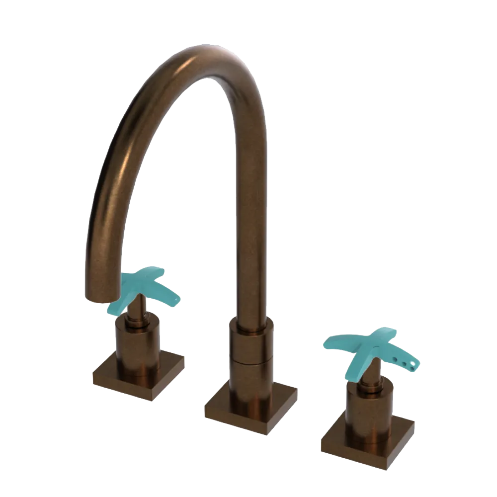 Rubinet Widespread Kitchen Set Tuscan Brass