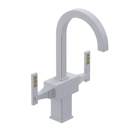 Rubinet Single Hole Dual Handle Lav. Set. (less drain) White