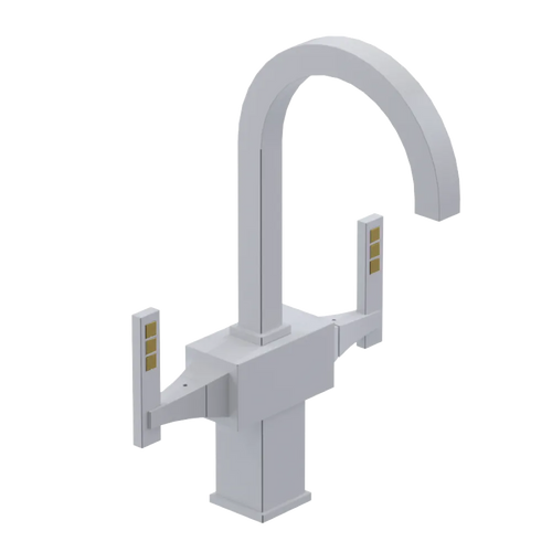 Rubinet Single Hole Dual Handle Lav. Set. (less drain) White