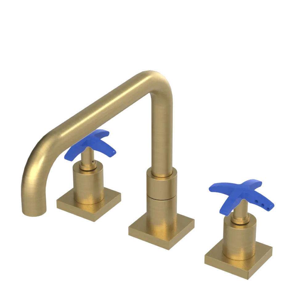 Rubinet Widespread Kitchen Set with Genesis Spout Satin Gold