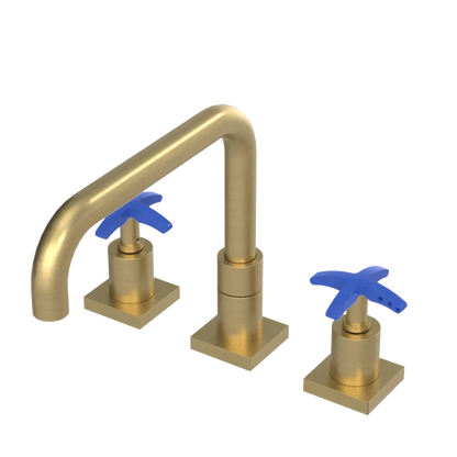 Rubinet Widespread Kitchen Set with Genesis Spout Satin Gold
