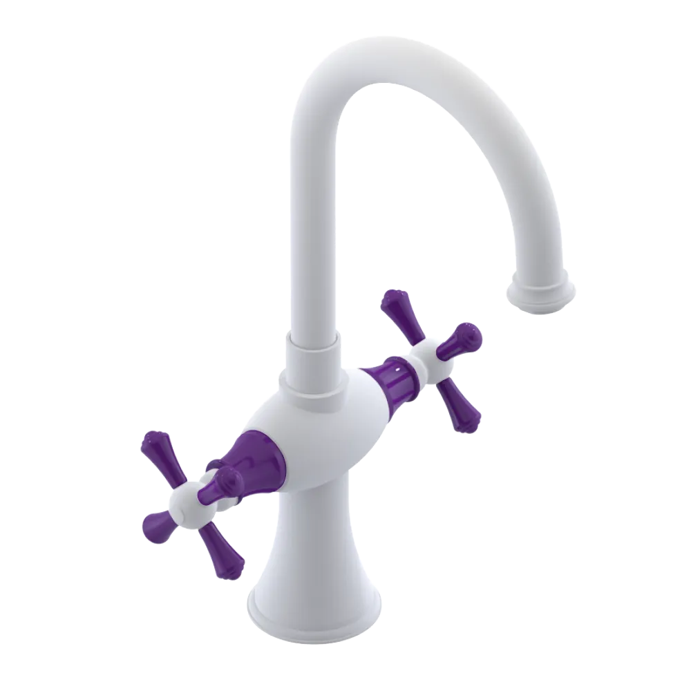 Rubinet Single Hole Dual Handle Lav. Set. (less drain) Matt White