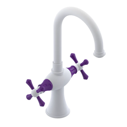 Rubinet Single Hole Dual Handle Lav. Set. (less drain) Matt White