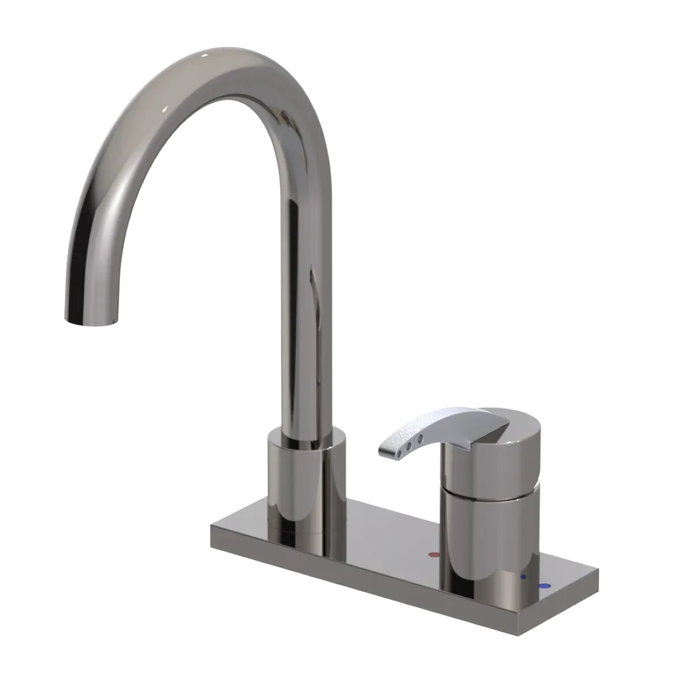 Rubinet 4" Centre Single Control Lav. Set. (less drain) Polished Nickel