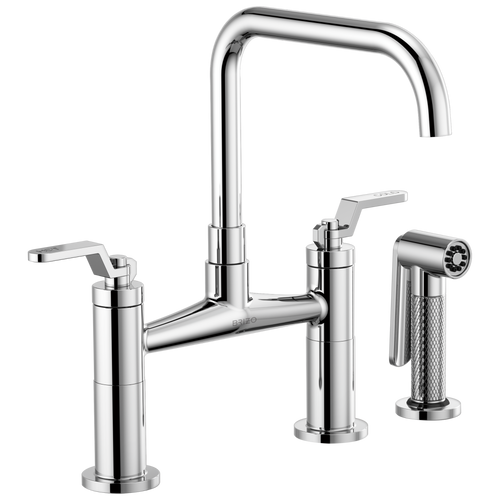 Brizo Bridge Faucet With Square Spout And Industrial Handle