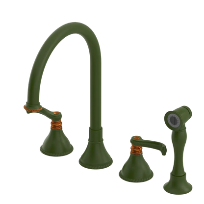 Rubinet Widespread Kitchen Set with Hand Spray Green Envy