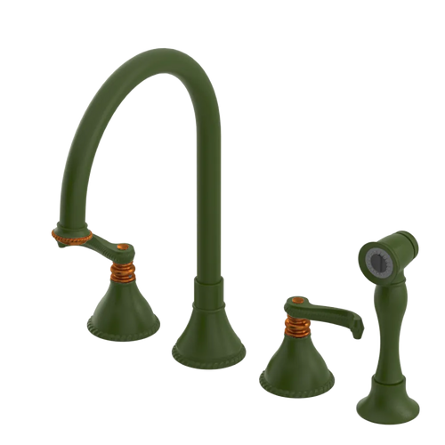 Rubinet Widespread Kitchen Set with Hand Spray Green Envy
