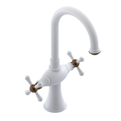 Rubinet Single Hole Dual Handle Lav. Set. (less drain) White