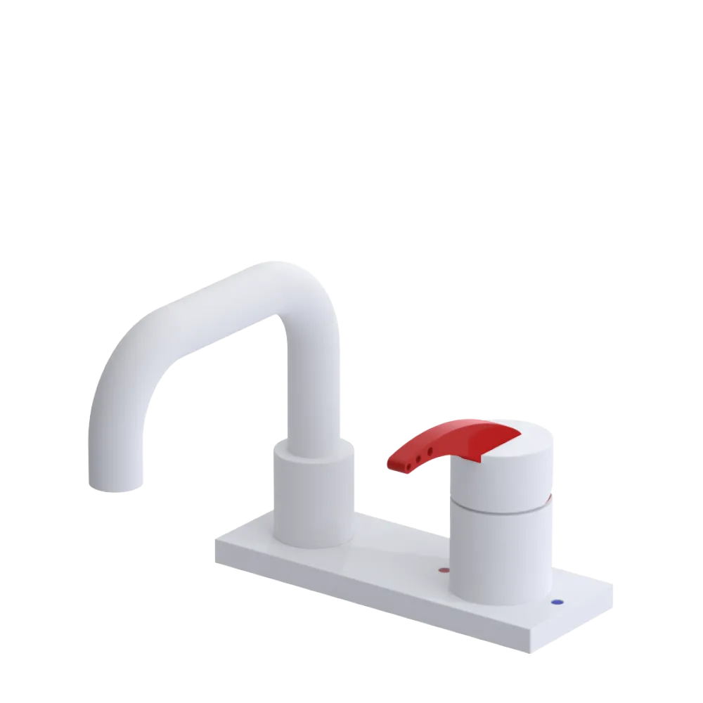 Rubinet 4" Centre Single Control Lav. Set. with Genesis spout (less drain) Matt White