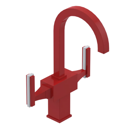 Rubinet Single Hole Dual Handle Lav. Set. (less drain) Red