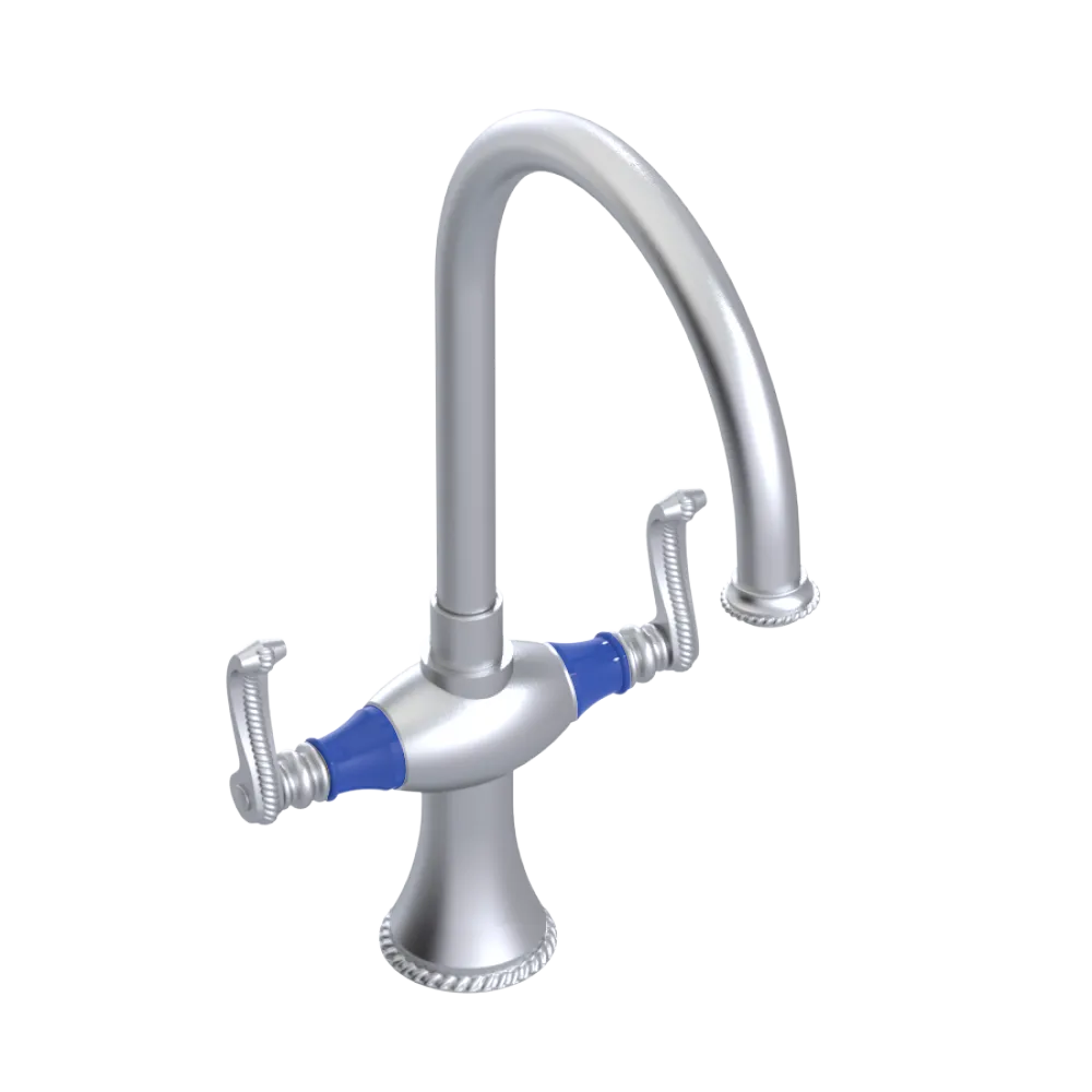 Rubinet Two Handle Single Hole Kitchen Set Satin Chrome