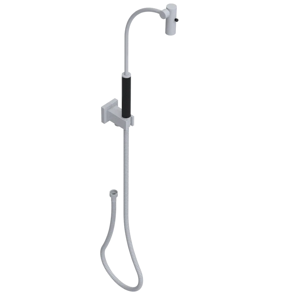 Rubinet Hand Held Shower Bidet with Extended Reach & Dual Function Spray Including Wall Bracket with Supply & Hose (Square) Matt White