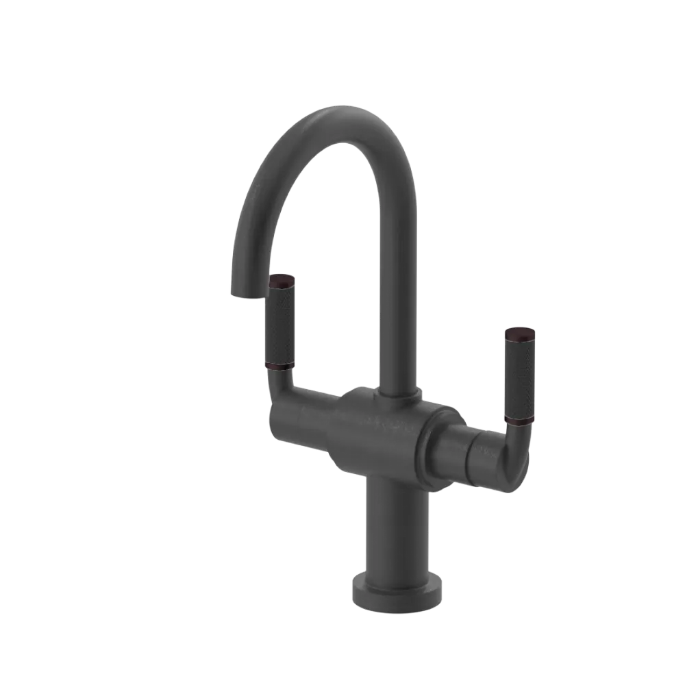 Rubinet Single Hole Dual Handle Lav. Set. (less drain) Matt Black