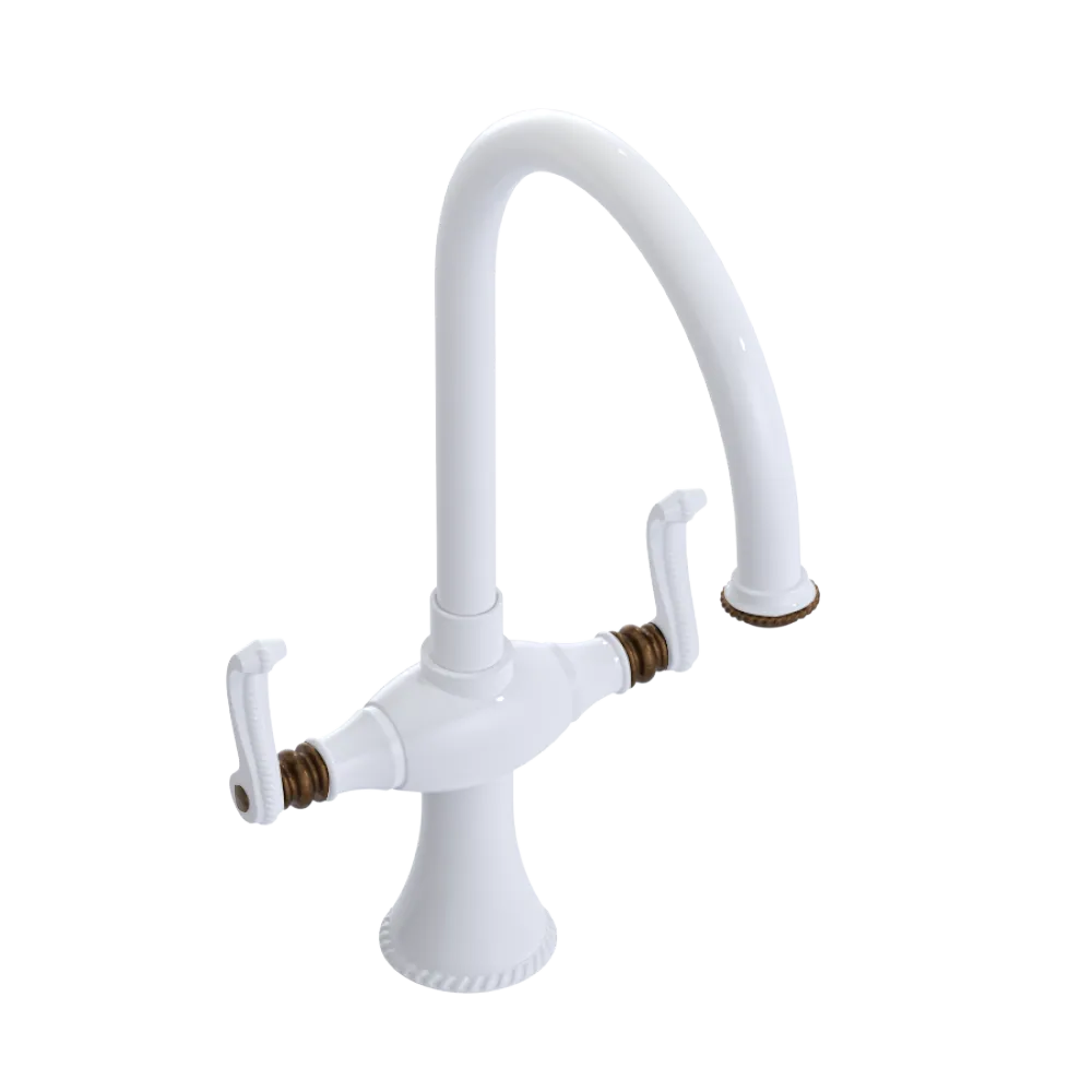 Rubinet Two Handle Single Hole Kitchen Set White