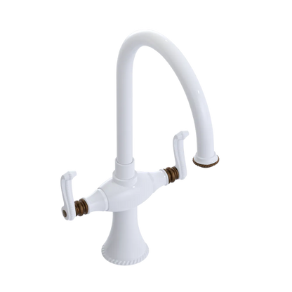 Rubinet Two Handle Single Hole Kitchen Set White