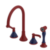 Rubinet Widespread Kitchen Set with Hand Spray Maroon