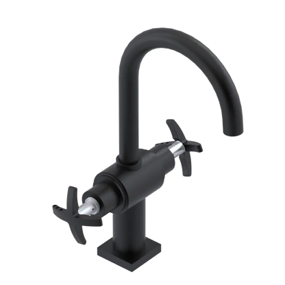 Rubinet Single Hole Dual Handle Lav. Set. (less drain) Matt Black