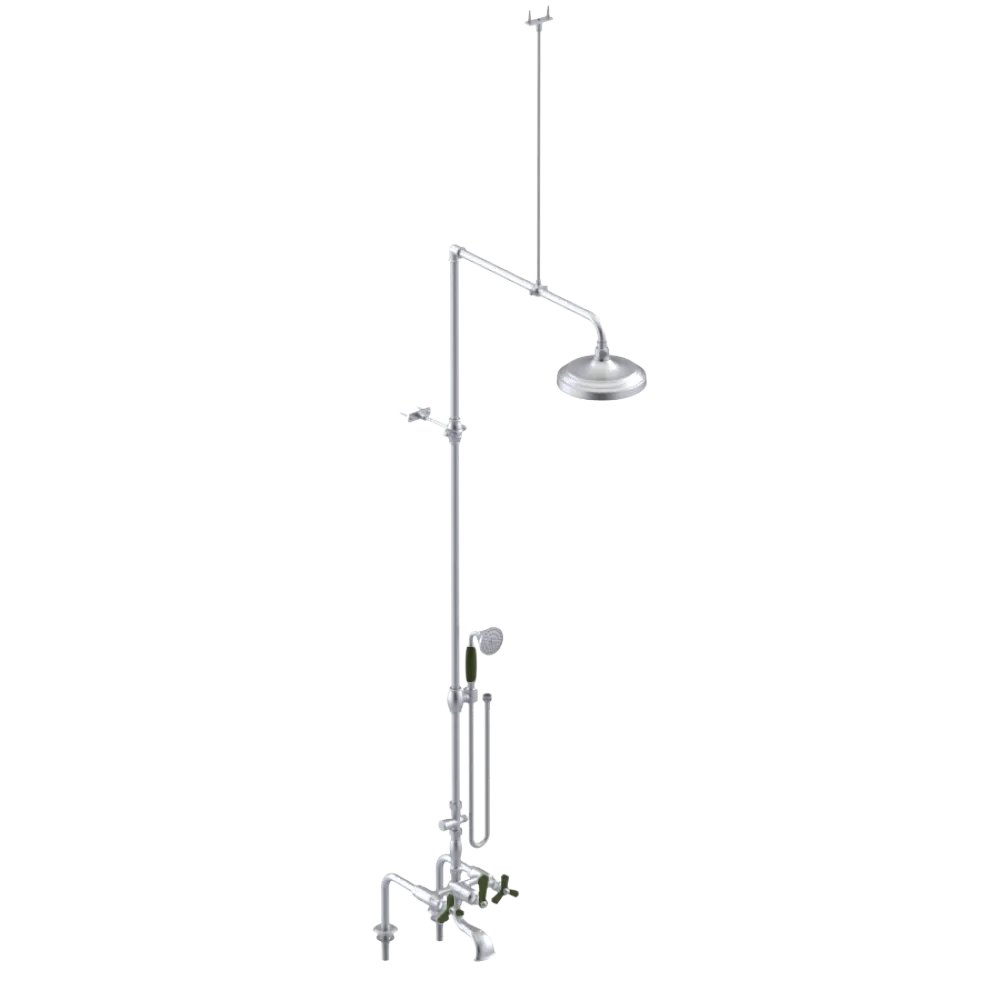 Rubinet Deck Mount Tub & Shower with Hand Held Shower Satin Chrome