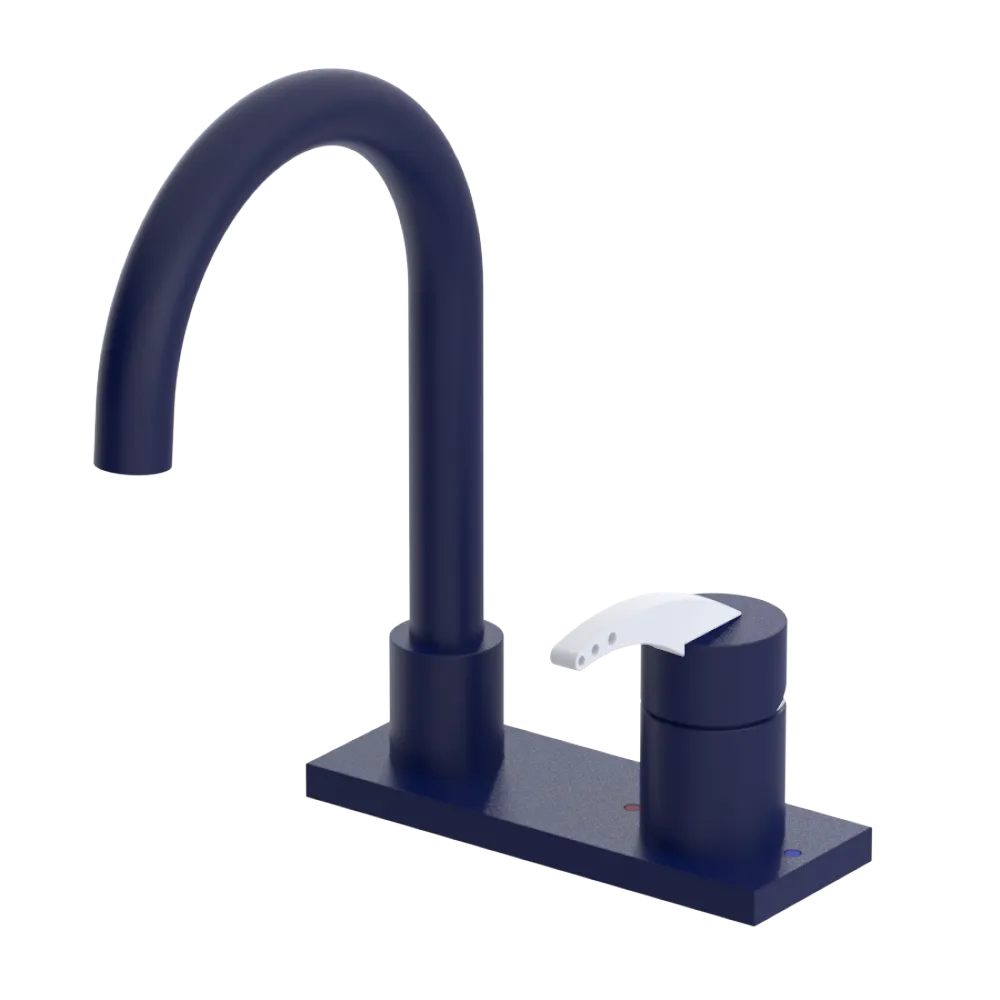Rubinet 4" Centre Single Control Lav. Set. (less drain) Midnight Blue