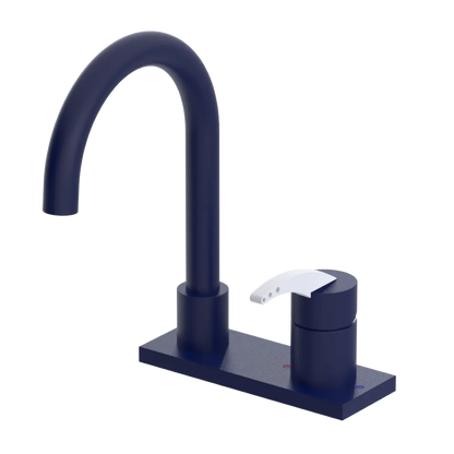 Rubinet 4" Centre Single Control Lav. Set. (less drain) Midnight Blue