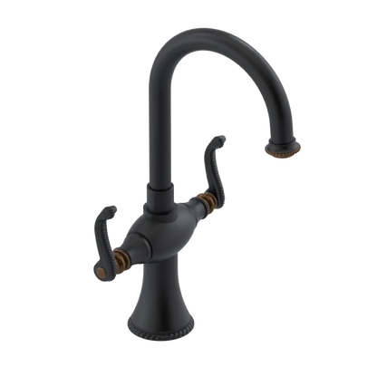 Rubinet Single Hole Dual Handle Lav. Set. (less drain) Matt Black