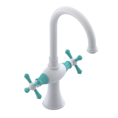 Rubinet Single Hole Dual Handle Lav. Set. (less drain) White