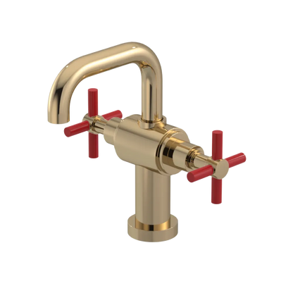 Rubinet Single Hole Dual Handle Lav. Set. (less drain) Gold