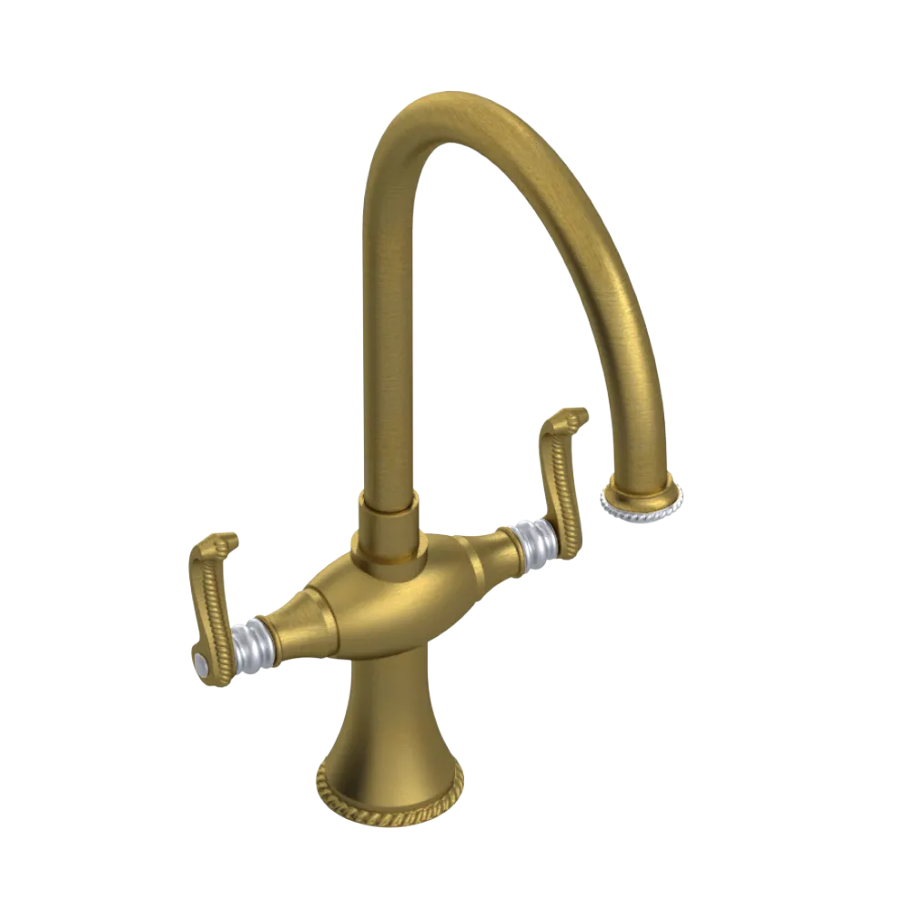 Rubinet Two Handle Single Hole Kitchen Set Antique Brass Matt