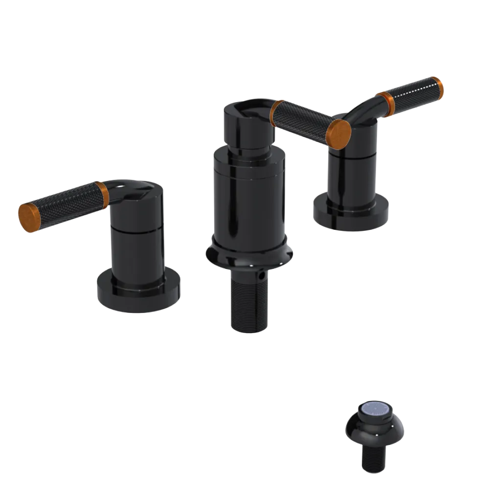 Rubinet Bidet Fitting with Spray, Diverter, and Vacum Breaker (Less Drain) Black