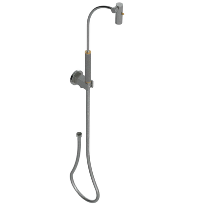 Rubinet Hand Held Shower Bidet with Extended Reach & Dual Function Spray Including Wall Bracket with Supply & Hose (Round) Satin Nickel