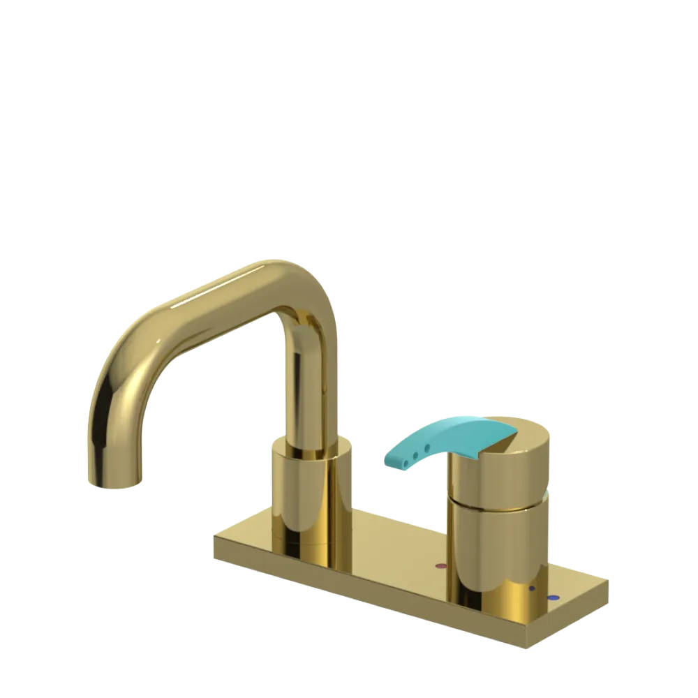Rubinet 4" Centre Single Control Lav. Set. with Genesis spout (less drain) Natural Brass