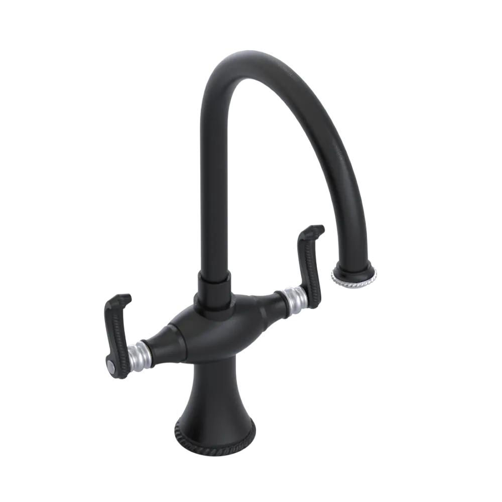 Rubinet Two Handle Single Hole Kitchen Set Matt Black