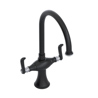 Rubinet Two Handle Single Hole Kitchen Set Matt Black