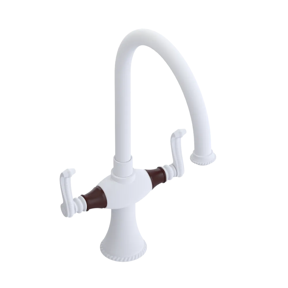 Rubinet Two Handle Single Hole Kitchen Set Matt White