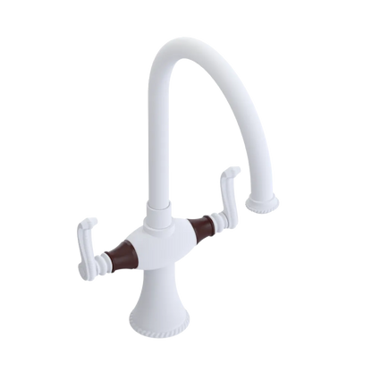 Rubinet Two Handle Single Hole Kitchen Set Matt White