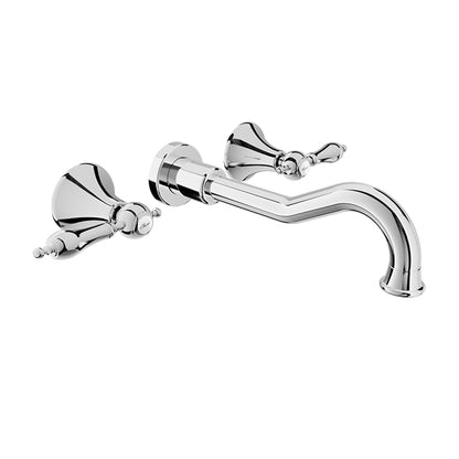 Baril Two handles wall-mounted lavatory faucet, drain not included
