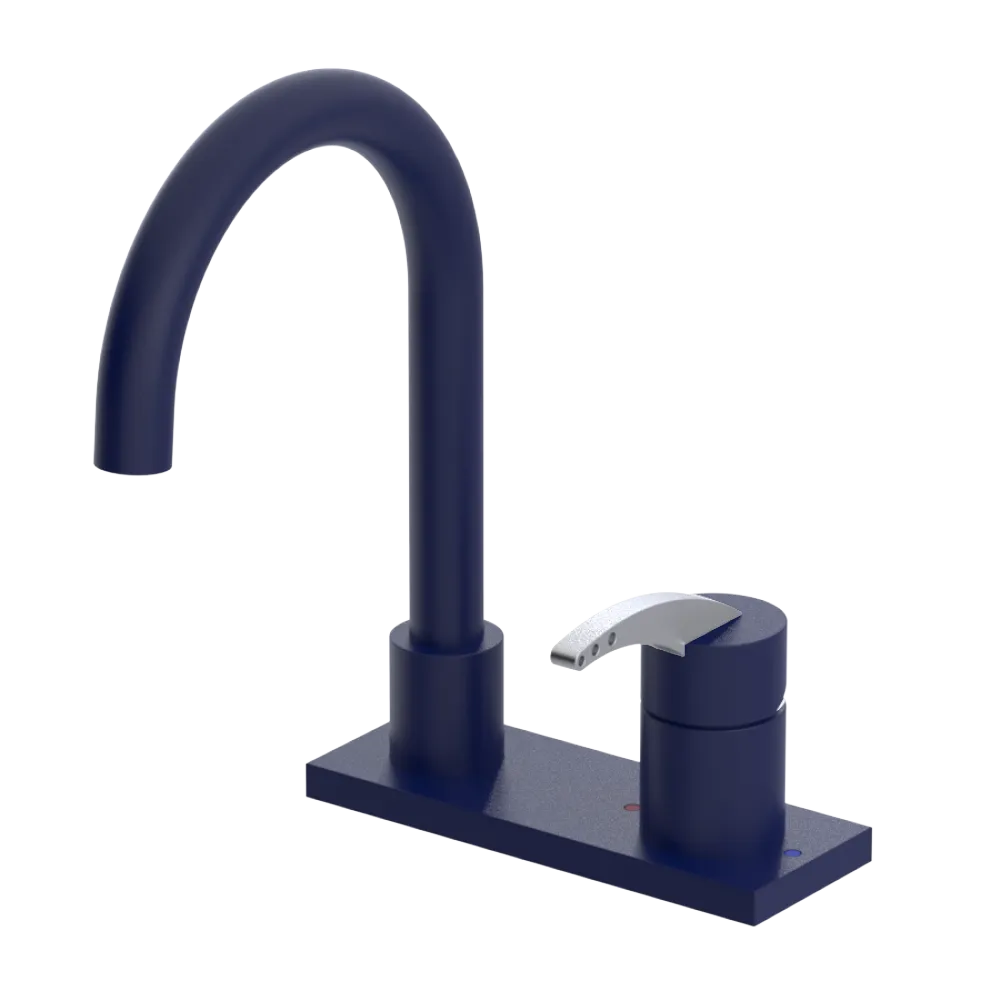 Rubinet 4" Centre Single Control Lav. Set. (less drain) Midnight Blue