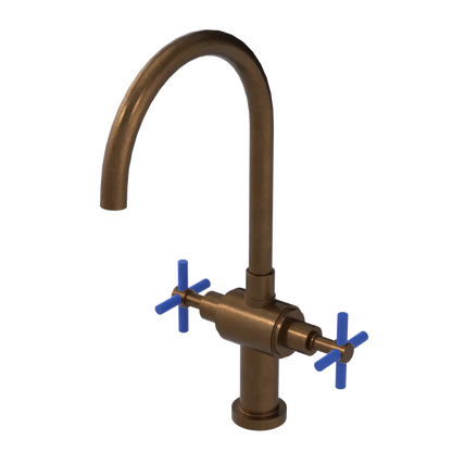 Rubinet Two Handle Single Hole Kitchen Set with LaSalle Spout Tuscan Brass