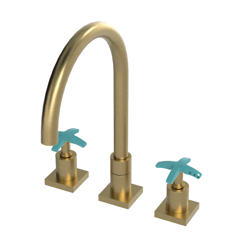 Rubinet Widespread Kitchen Set Satin Gold