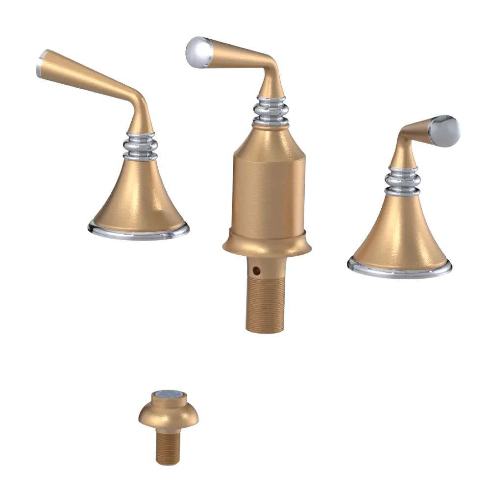 Rubinet Bidet Fitting with Spray, Diverter, and Vacum Breaker (Less Drain) Satin Gold