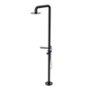 Rubinet Pressure Balance Outdoor Shower with Hand Held Shower & 10" Shower Head (with shelf) - 304 Stainless Steel Matt Black