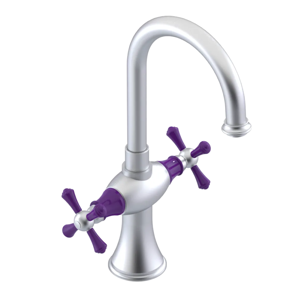 Rubinet Single Hole Dual Handle Lav. Set. (less drain) Satin Chrome
