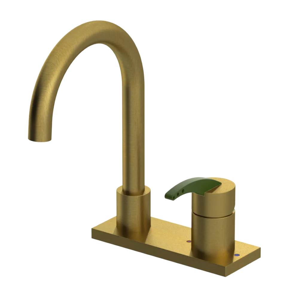 Rubinet 4" Centre Single Control Lav. Set. (less drain) Antique Brass Matt