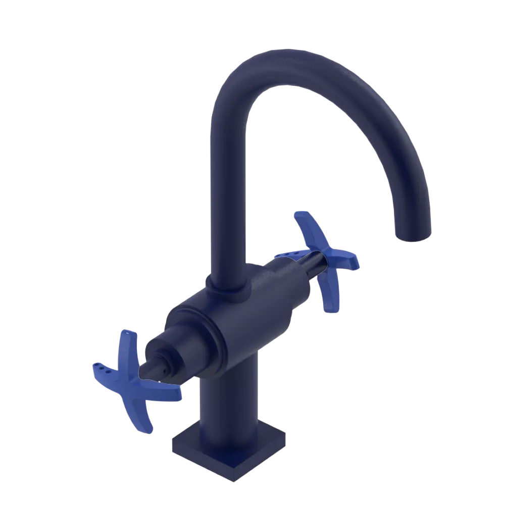 Rubinet Single Hole Dual Handle Lav. Set. (less drain) Midnight Blue