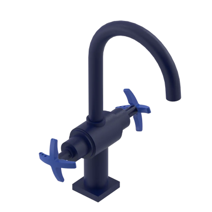 Rubinet Single Hole Dual Handle Lav. Set. (less drain) Midnight Blue