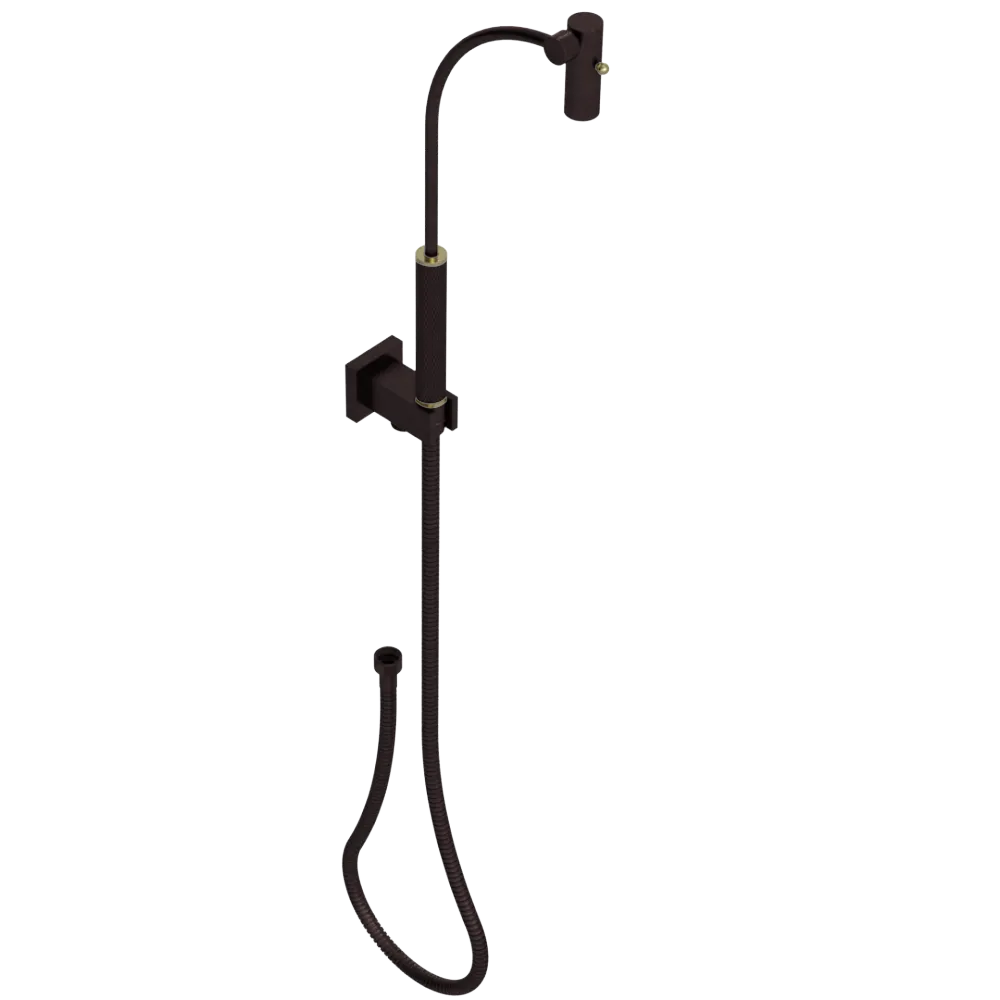 Rubinet Hand Held Shower Bidet with Extended Reach & Dual Function Spray Including Wall Bracket with Supply & Hose (Square) Oil Rubbed Bronze